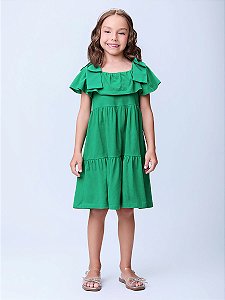 Vestido Infantil Com Lacos Verde Momi