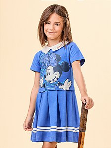 Vestido Infantil Minnie Esportista Azul Anime