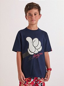 Camiseta Infantil Mão Mickey Marinho Youcci