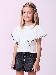 Blusa Infantil Babados Com Renda Momi