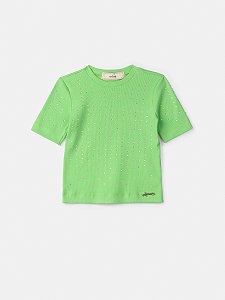 Blusa Infantil Com Strass Verde Anime