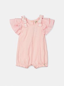 Macacão Bebe Rosa Laços Anime