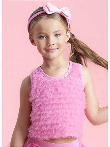 Regata Infantil Frufru Rosa Tule Pituchinhus