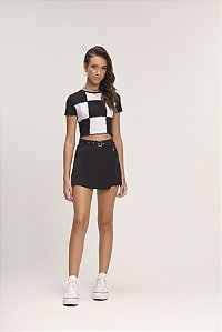 Shorts Saia Infantil Foil Preto Bobbyluu
