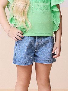Shorts Jeans Infantil Com Strass Momi