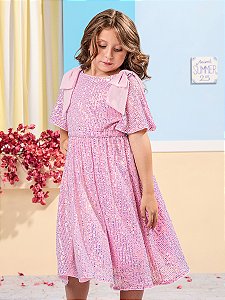 Vestido Infantil Paete Com Laco Anime