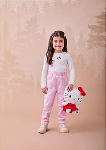 Calca Infantil Sarja Com Pingente Rosa Momi