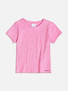 Blusa Infantil Canelada Strass Rosa Babaloo