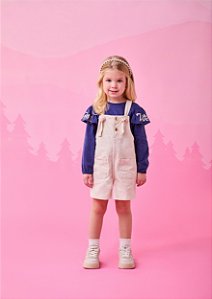 Jardineira Infantil Sarja Com Bolsos Bege
