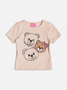 Blusa Infantil Com Patch Ursinha Bege Escuro
