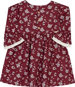 Vestido Infantil Vinho Florzinhas