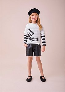 Shorts Couro Infantil Preto Anime