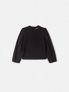 Blusa Infantil Tricot Mangas Preto Anime