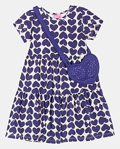 Vestido Infantil Coracoes Com Bolsa Momi
