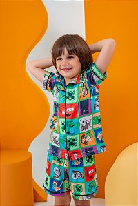 Pijama Americano Curto Mine Craft