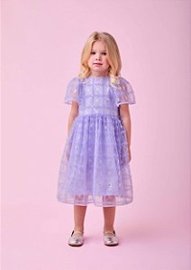 Vestido Infantil De Tule Flor E Paete Lilas Momi