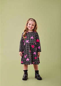 Vestido Infantil Grid E Hearts Momi