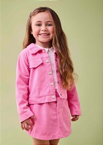 Jaqueta Infantil Veludo Cotele Rosa Momi