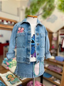 Shorts Saia Infantil Jeans Stitch Anime