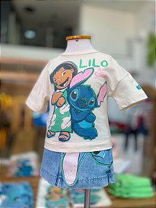 Blusa Infantil Lilo E Stitch Bege Anime
