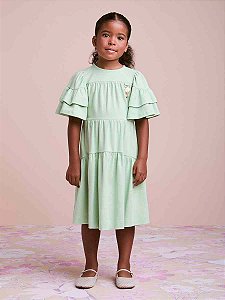Vestido Infantil Malha Verde Pistache Anime