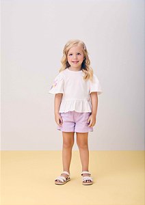 Conjunto Infantil Mangas Bordado Lavanda Momi