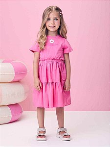 Vestido Saia Infantil Fashion Clube Rosa Momi