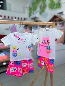 Conjunto Infantil Gatinha Rosa Bimbi