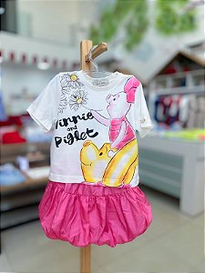 Conjunto Infantil Pooh Saia Balone Anime
