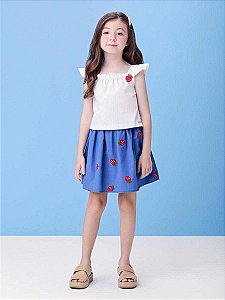 Conjunto Infantil Morangos Com Saia Momi