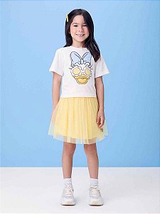 Conjunto Infantil Daisy Com Saia Tule Momi
