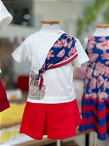 Conjunto Infantil Lenço Com Shorts Anime