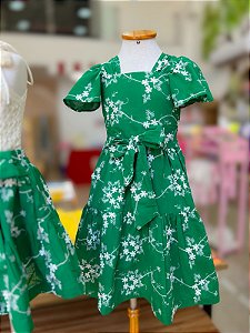 Vestido Infantil Laise Verde Folha Anime