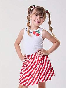 Conjunto Infantil Listras Diagonais Cereja Bimbi
