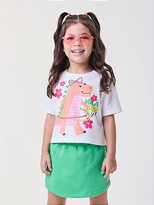 Conjunto Infantil Dino Com Shorts Saia Bimbi