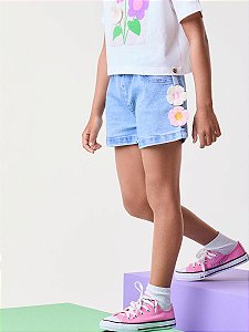 Shorts Infantil Jeans Flor Bimbi