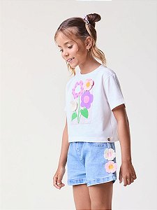 Blusa Infantil Com Flor Croche Bimbi