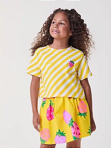 Conjunto Infantil Listras Diagonais Amarelo Bimbi