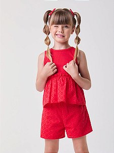 Conjunto Infantil Vermelho Com Laise Bimbi