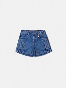 Conjunto Infantil Jeans Com Shorts Plissado Anime