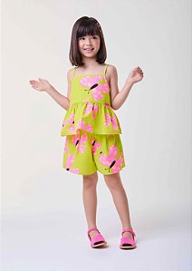 Conjunto Infantil Verde Neon Borboletas Bimbi