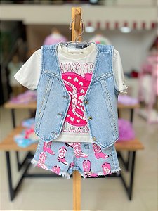 Colete Infantil Jeans Bota Anime