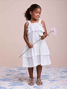 Vestido Infantil Com Babados Off White Anime