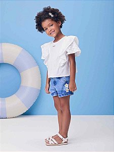 Shorts Jeans Infantil Com Bordado Momi