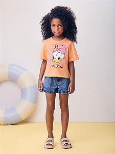Blusa Infantil Daisy Com Strass Laranja Candy Momi