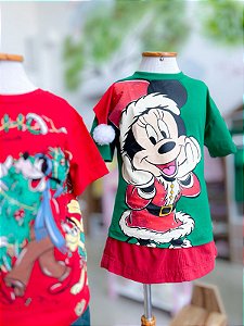 Tshirt Infantil Minnie Noel Verde Puro Anime