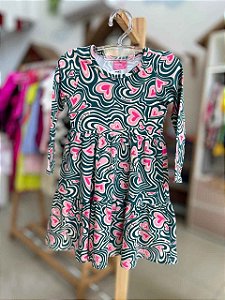 Vestido Infantil Coracoes Abstratos Momi
