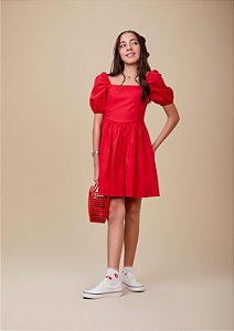 Vestido Vermelho Com Mangas Bufantes I Am