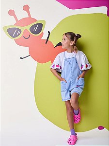 Macaquinho Infantil Jeans Com Bolsos Bimbi