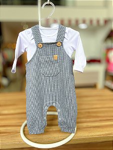 Jardineira Com Body Bebe Nini E Bambini